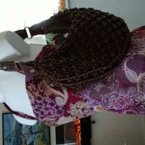 Large macarmae kidney shape handbag